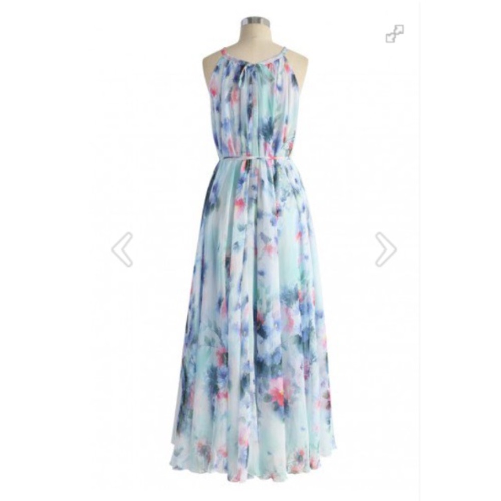 Chicwish watercolor tranquil blue floral maxi